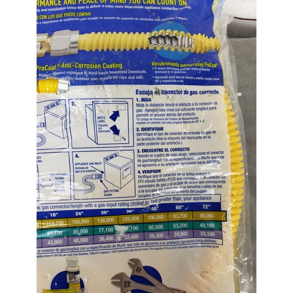 BrassCraft 48-in 1/2-in FIP Inlet x 5/8-in OD Outlet Stainless Steel Gas Connect - Picture 3 of 11